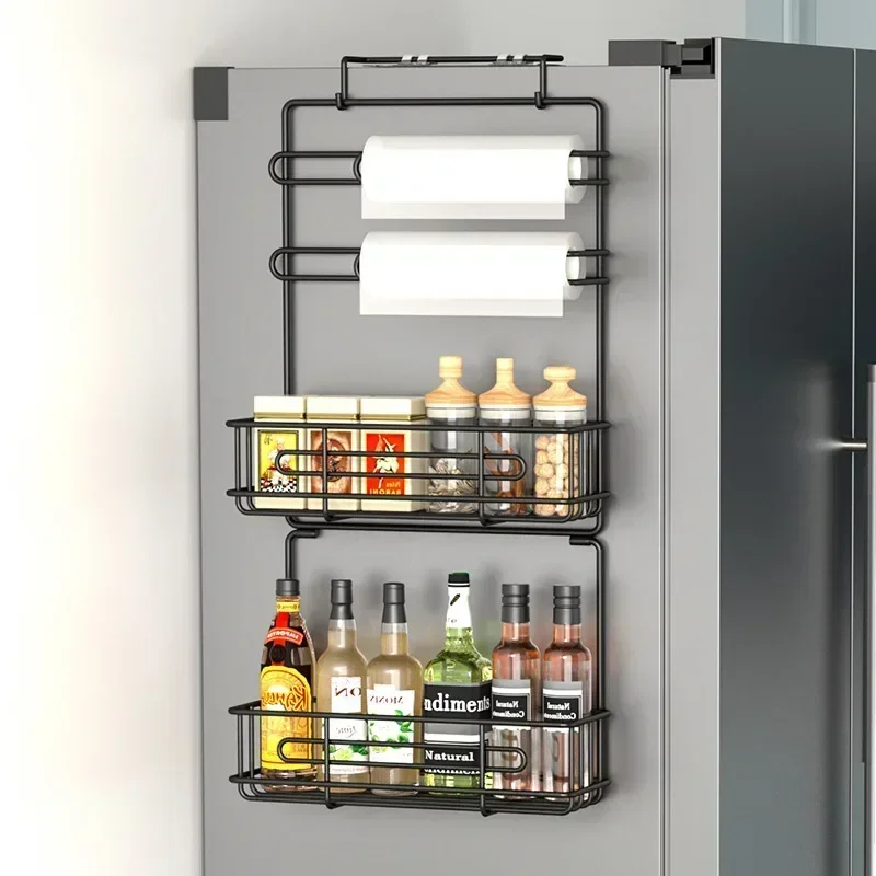 

Modern Simple Wall-mounted Multifunctional Refrigerator Shelf Kitchen Household Side Seasoning Free Punching Simple Installation