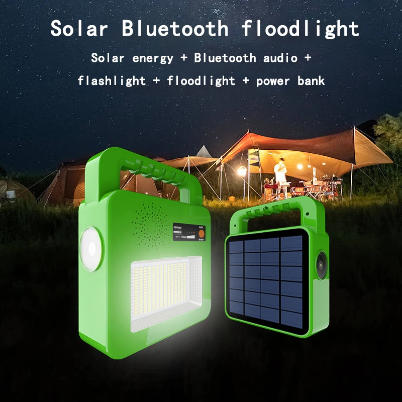 

Solar Panel Portable Outdoor Light Wholesale Camping Emergency Warning Searchlight USB Durability Music Audio Multifunctional