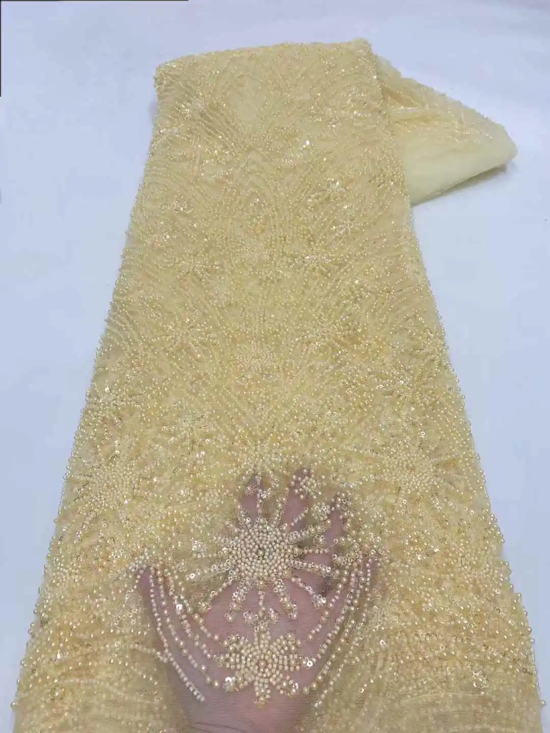 Preto 5 jardas de luxo high-end tecido frisado lantejoulas pesadas tecido bordado moda francês tule malha tecido renda para casamento