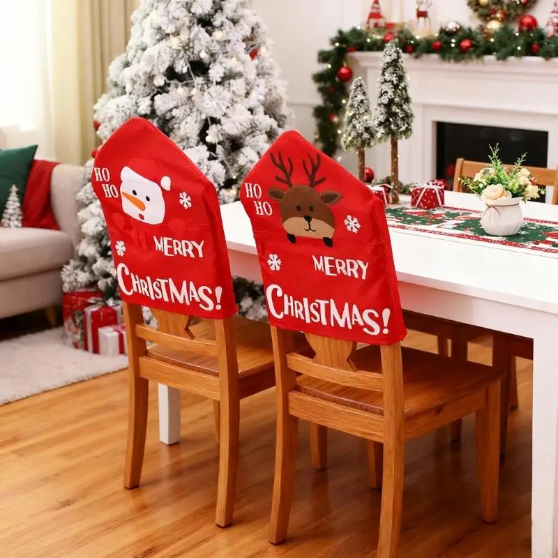 Sustainable Santa Figure Chair Cover Reusable Washable Universals Measurement for Christmas Family Party Decoration 87HA