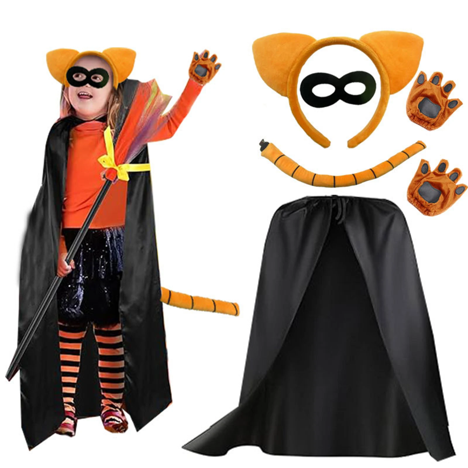 هالوين الكرتون أبطال عقال تنورة الذيل قناع قفازات الحيوانات زي الملحقات تأثيري مجموعة للأطفال مهرجان هدايا عيد ميلاد