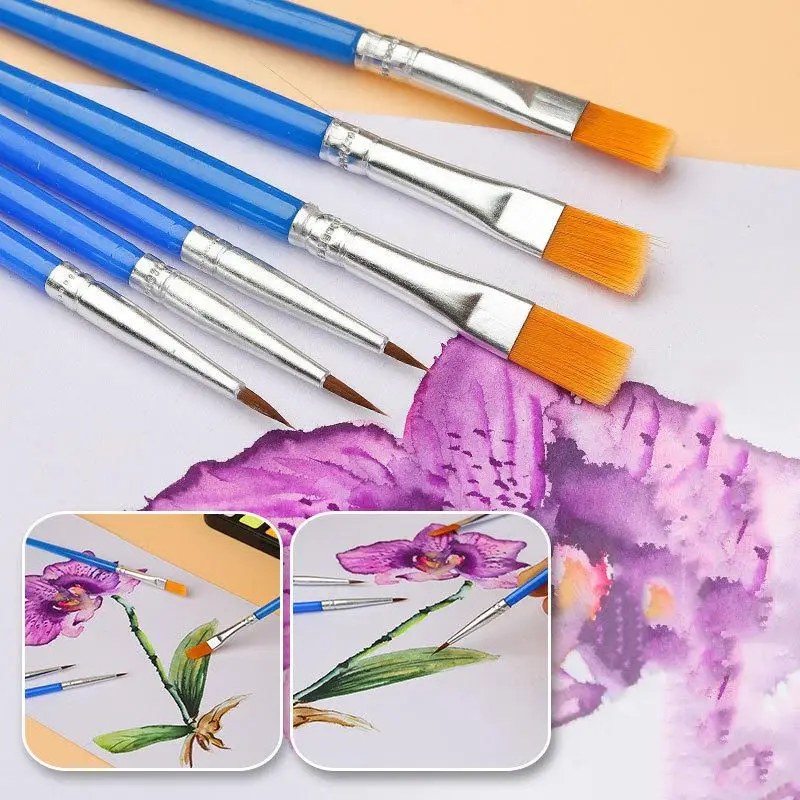 30/100 Pcs Acrylic Painting Brushes Set Round Flat Hair Nylon Hair Paint Brush For Kid Artists Watercolor Oil Painting Brushes