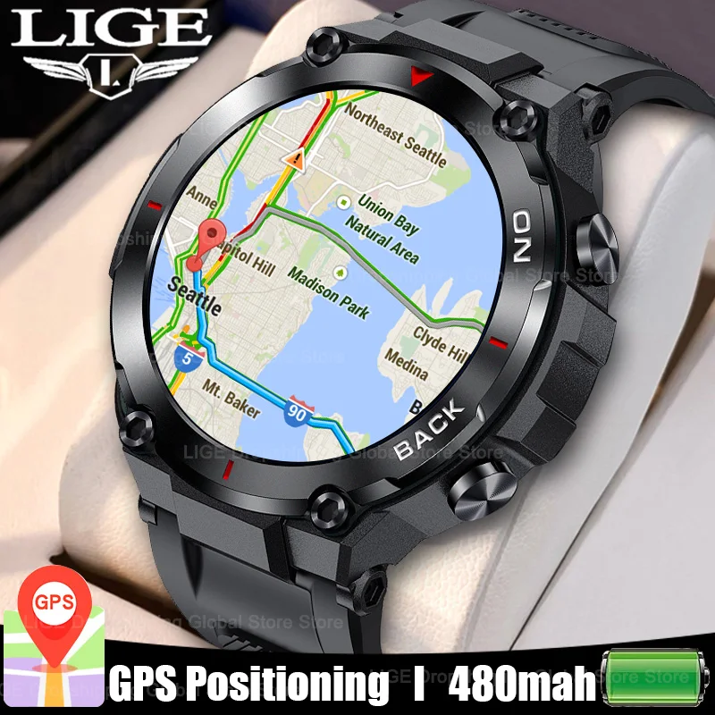 Lige 2024 GPS Smart Watch Sports Fitness Bracelet Call Reminder Heart Rate IP68 Waterproof Smartwatch For Men Android IOS Watch