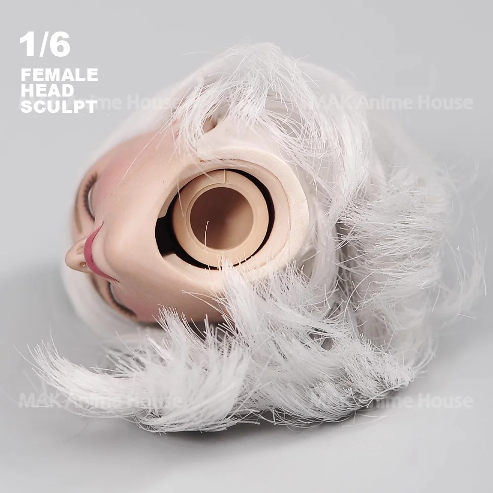 Em estoque VCF-2060 1/6 cabeça esculpida vermelho/branco cabelo curto cyberpunk cabeça modelo caber 12 polegadas soldado feminino figura de ação corpo