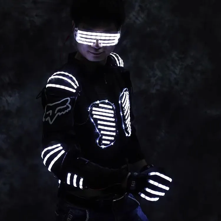 

Glowing Armor LED Light Strip Nightclub Bar Performance Stage Show Outfit Party Event Performance Women's Traditional Costume