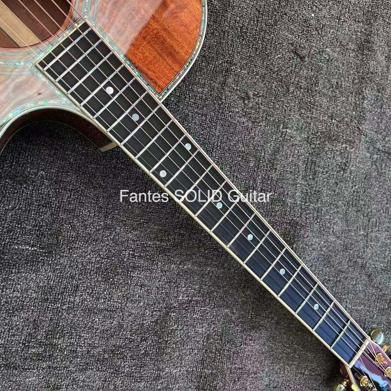 IN STOCK Guitar Ready Ship High Quality 40-Inch Acoustic Guitar All Solid Koa Wood Cutaway Style, SOLID KOA Back Side