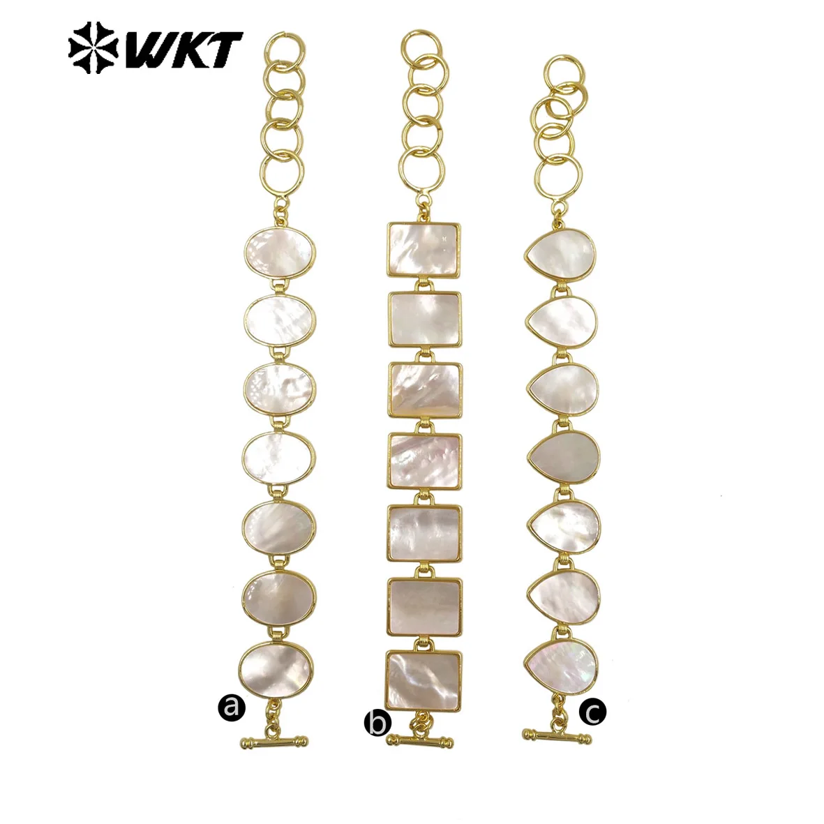 MPB144 Elegant Simple Style Gold Plated Round Waterdrop Shape Natural White Shell Bracelet For Women Daily Matching Jewelry