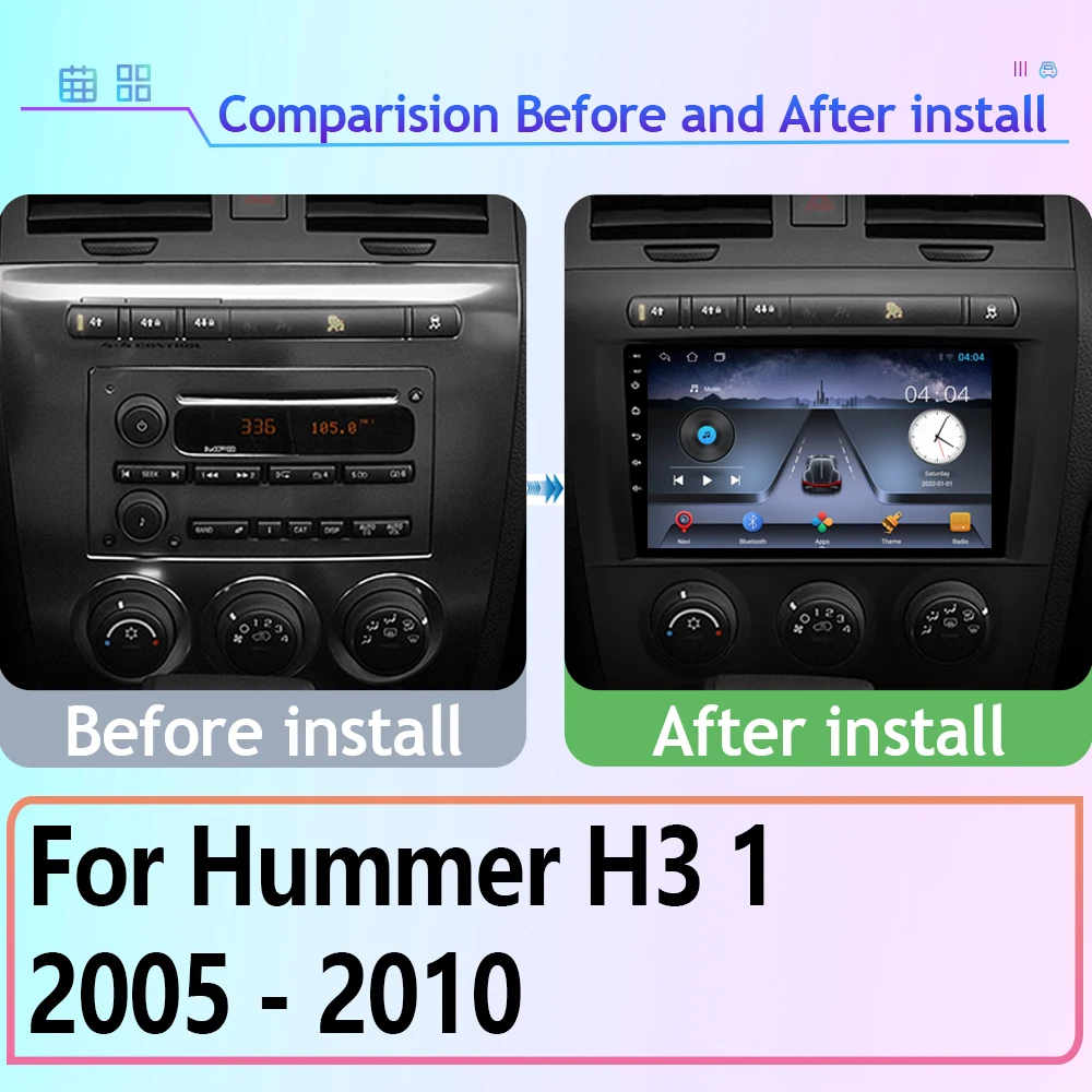 Android13 DVD For Hummer H3 1 2005 - 2010 Stereo Multimedia Car Player Head Unit GPS Navigation Stereo Radio QLED Screen NO 2DIN