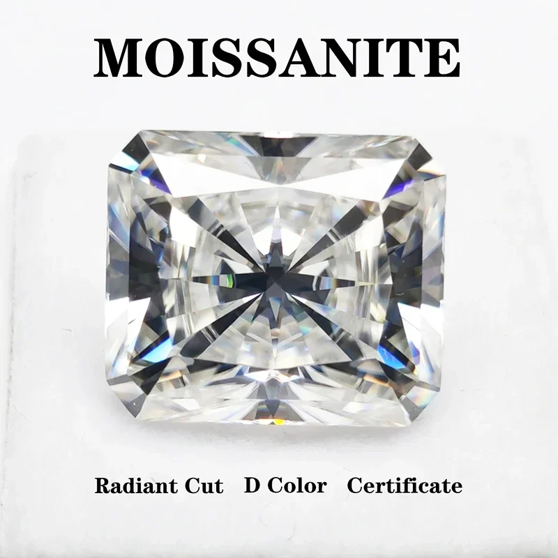 

Moissanite Stone Radiant Cut D Color VVS1 Charms Gemstone Diy Advanced Shiny Jewelry Making Materials with Certificate