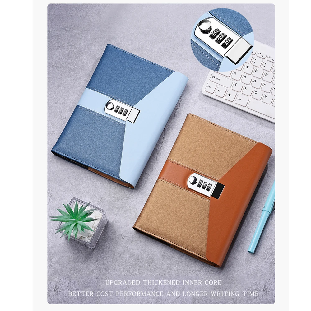 Notebook Locking Personal Diary Locked Refillable Office Taking Notepad Notebooks Password Daily Planning PU Imitation leather