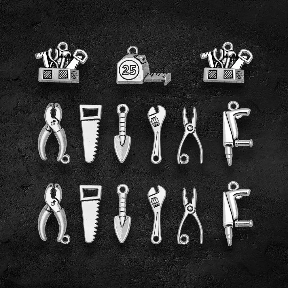 Antique Silver Plated Wrench Screwdriver Axe Hammer Charms Saw Pliers Pendants For Diy Jewelry Making Findings Craft Wholesale - view 5