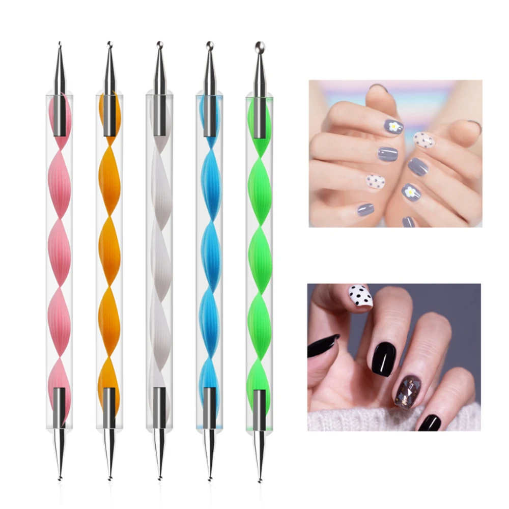 

﻿ 5 Pcs/set Nail Art Dotting Pen Crystal Beads Handle Dual-ended Drawing Painting Rhinestones Manicure Tools Brush Set