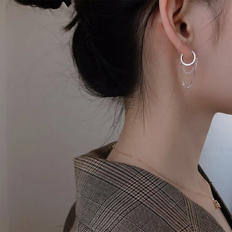 

925 Sterling Silver Circle Hoop Earrings for Women Round Ear Hook Fashion Jewelry Accessries