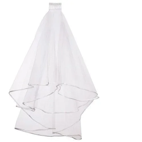 

Двухслойная короткая фата из тюля, горячая распродажа, дешевый свадебный аксессуар 2025