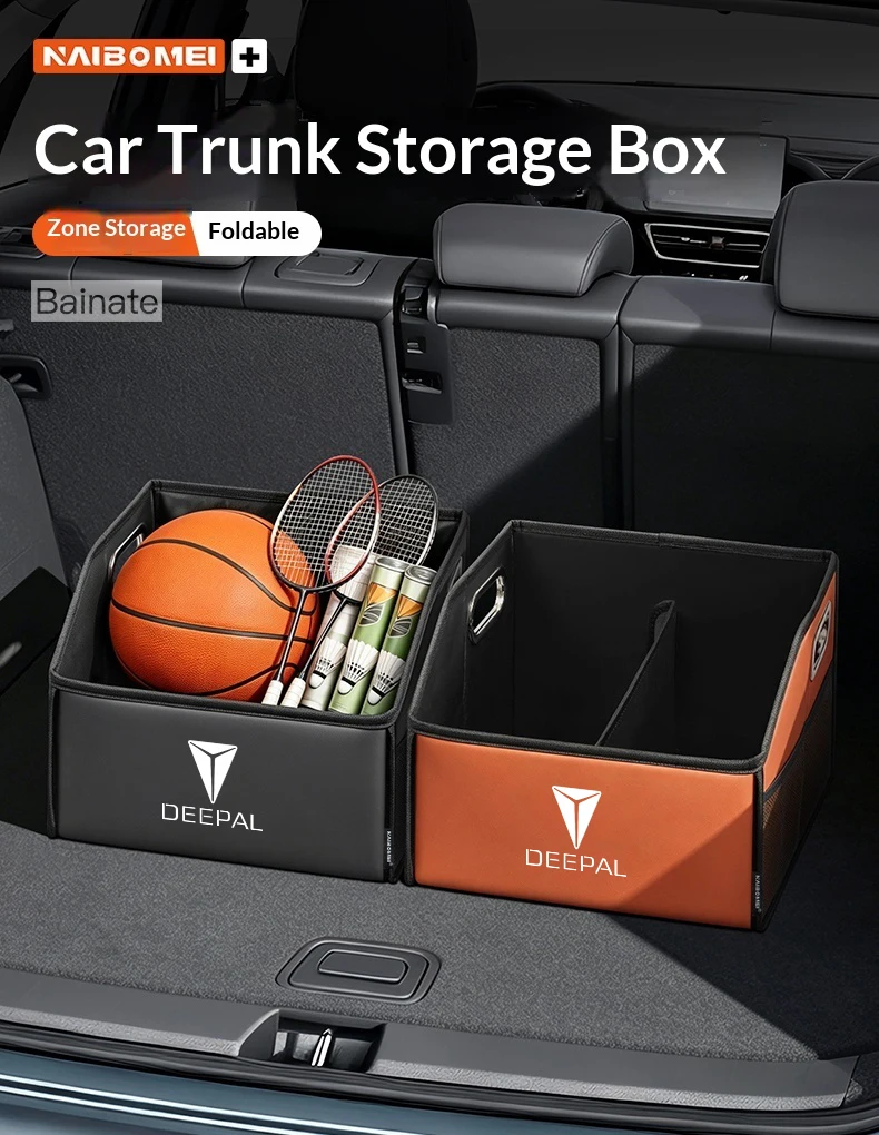 Auto-Kofferraum-Aufbewahrungsbox, Für Deepal S7 S07 SL03 S05 G318 2024 2025 2026, Leder-Aufbewahrungsbox, Faltbarer Organizer Auto-Zubehör – Detail 1
