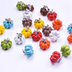 8Pcs/Lot Mix Color 3D Halloween Pumpkin Charms Enamel  Food Vegetables Pendant For Diy Collier Jewelry Accessories In Bulk Pack