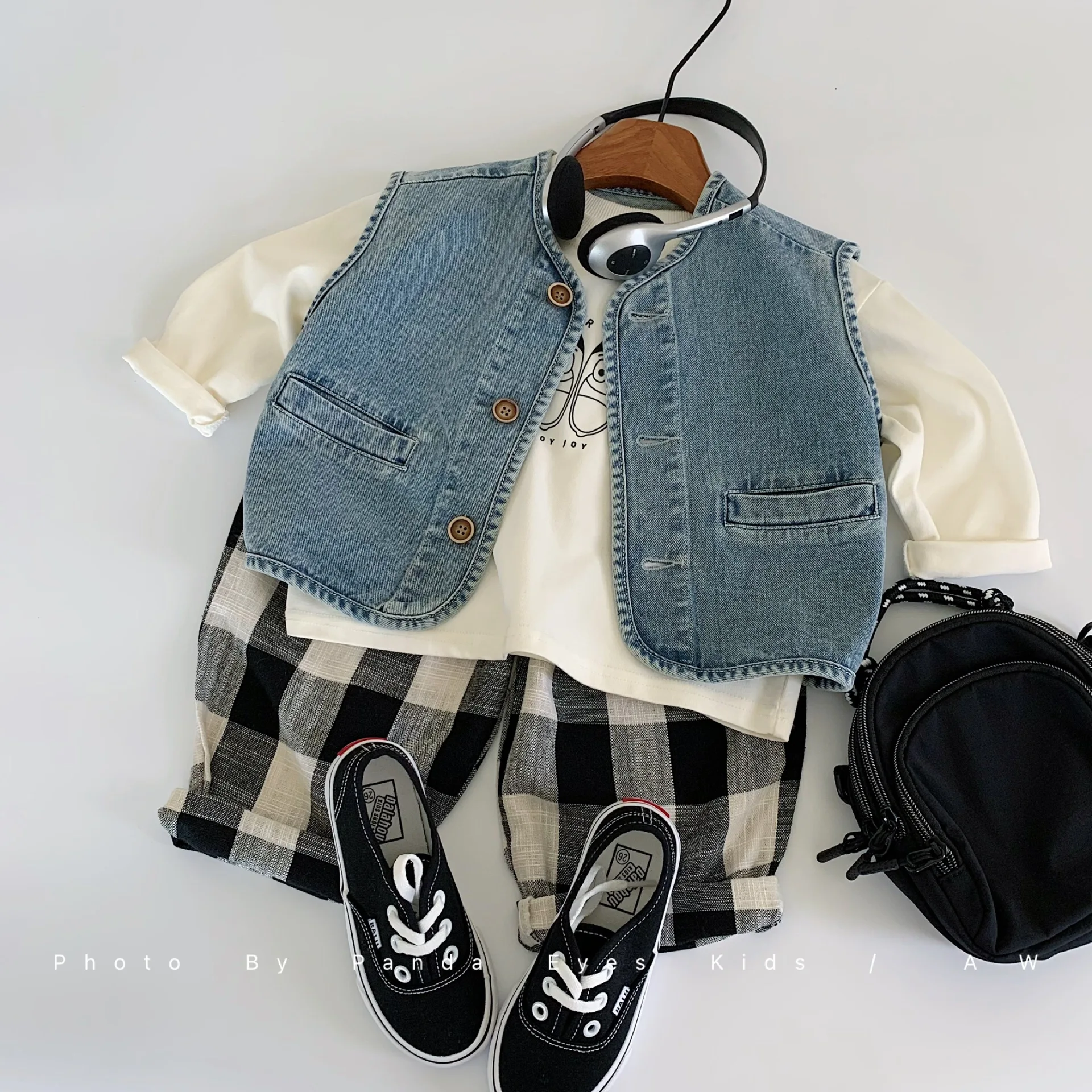 

2025 Autumn Vest Men's Clothing Children's Outer Wear Denim Camisole Rugged and Handsome