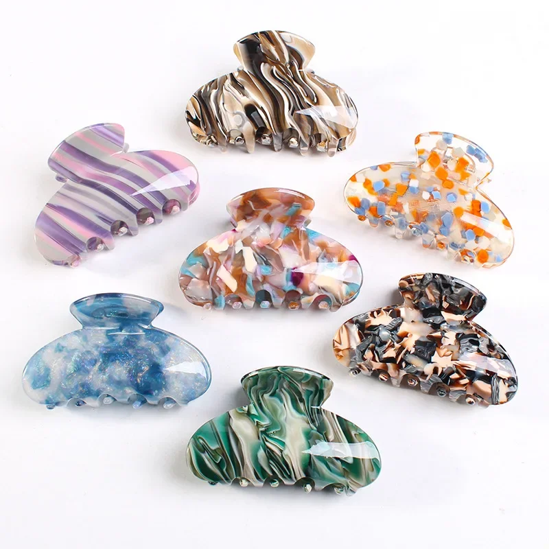 2023 Korean Exquisite Acetate Geometric Colorful Clips Crab Barrettes Women\'s Hair Clips Girls Hairpins Fashion Hair Accessories