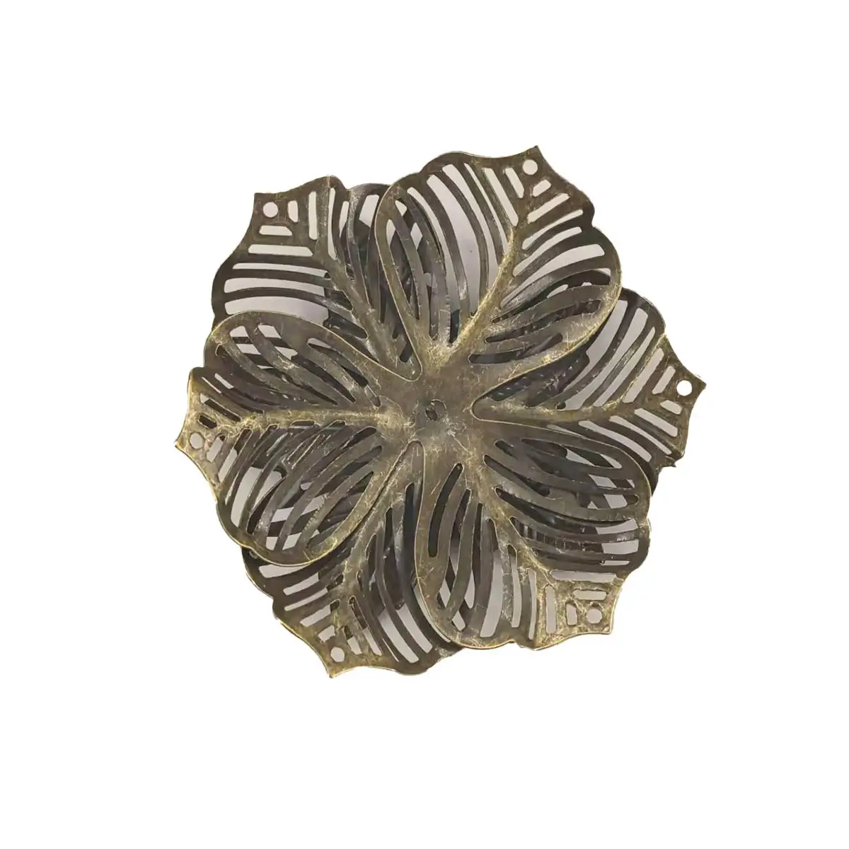 200PCS Bronze Tone Hollow Filigrane Flower Charm Connectors Handmade Crafts Jewelry Decoration Accessories Wholesale