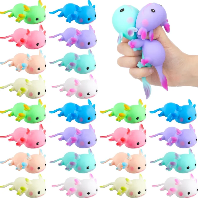 Axolotl Squishy Toys Stress Balls Salamander Squishy Dough Ball, Sensory Toys Fidget Balls, Stress Relief Toy Party Favors Gifts