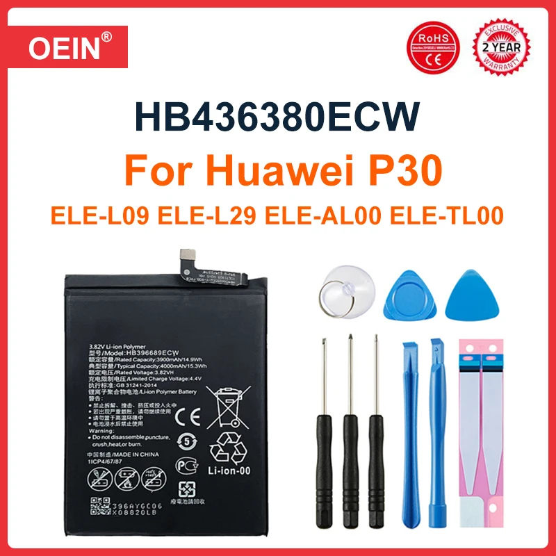 

100% New HB436380ECW Battery For HUAWEI P30 ELE-L09 ELE-L29 ELE-AL00 ELE-TL00 Mobile Phone In Stock