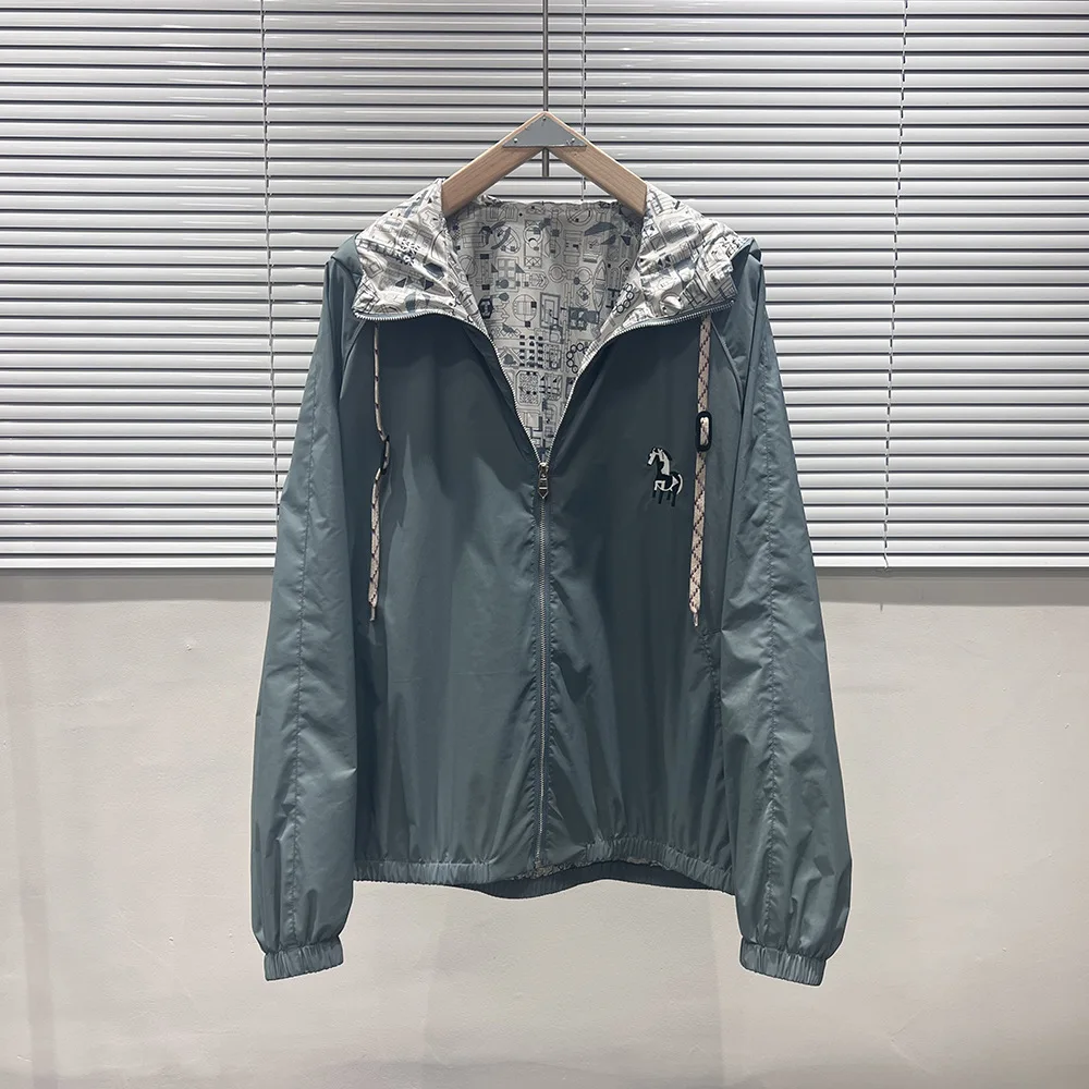 

Мужская демисезонная куртка с вышивкой и капюшоном, молодежная универсальная легкая повседневная верхняя одежда класса люкс