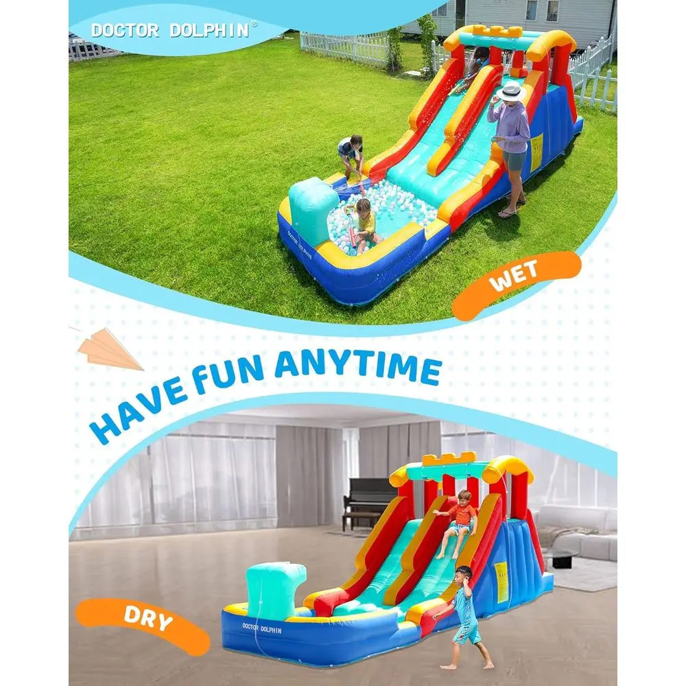 大きなお子様向けのプール付きバウンスハウス・インフレータブルウォータースライダー、子供用裏庭ウォータースライダー、インフレータブルウォーターパークダブル