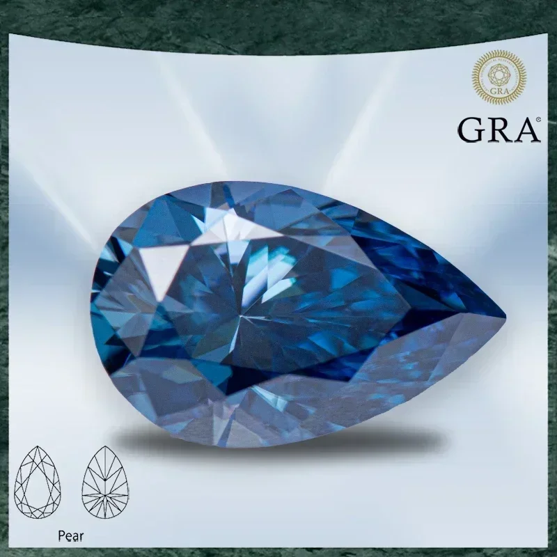 

Moissanite Stone Pear shaped Sapphire Blue Colour VVS1 with GRA Certificate for Gemstone Charms Beads Jewelry Making Materials