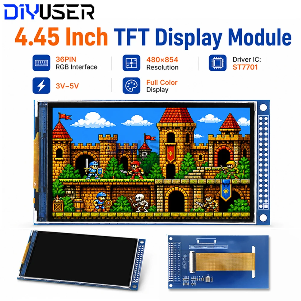 DIYUSER 4.45-inch TFT LCD screen ST7701 small display 480x854 RGB module with color LCD