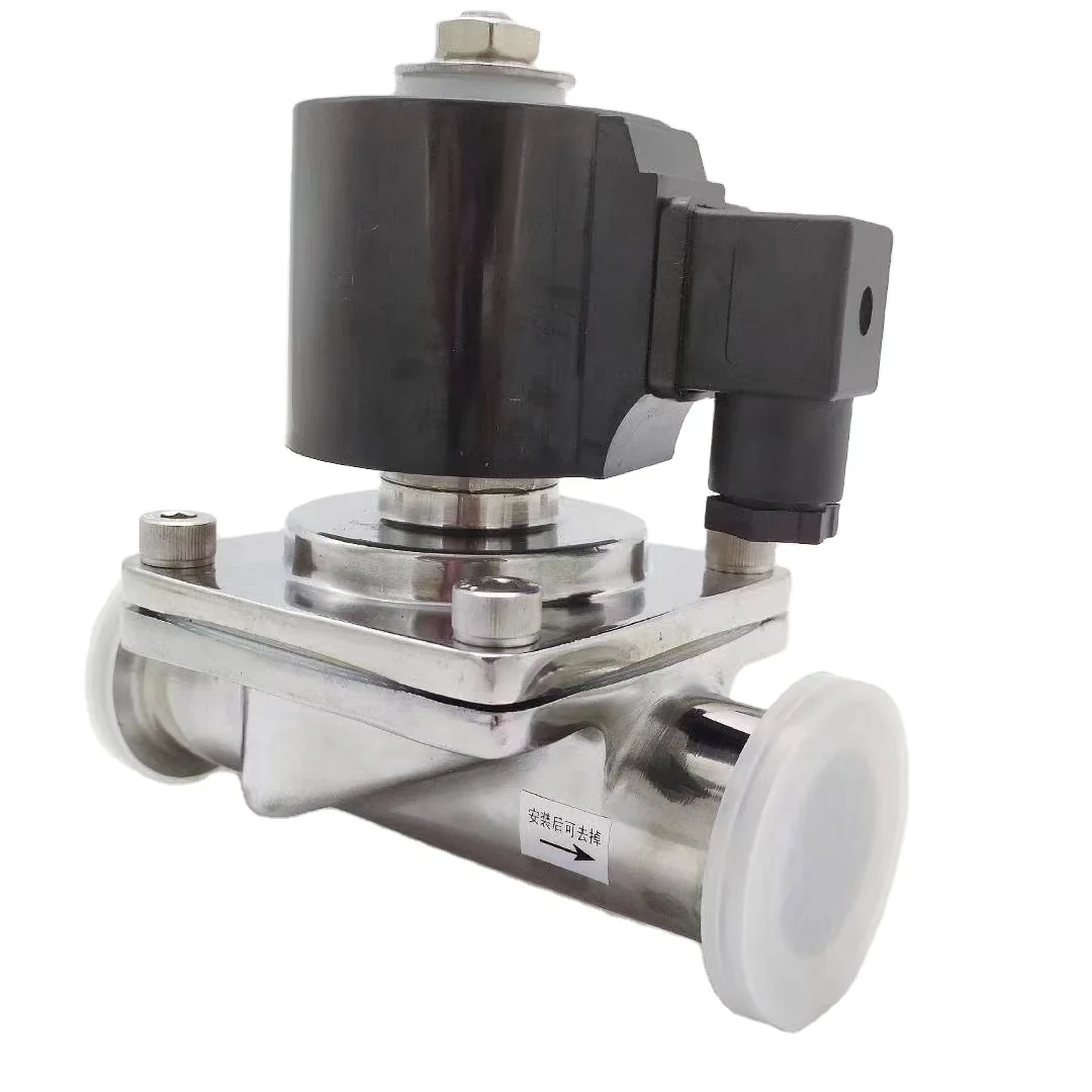 Quick Fit Sanitary Stainless Steel Tri Clamp L-Shaped 2-way Solenoid Diaphragm Valve PTFE Seal Needle Structure High Temp
