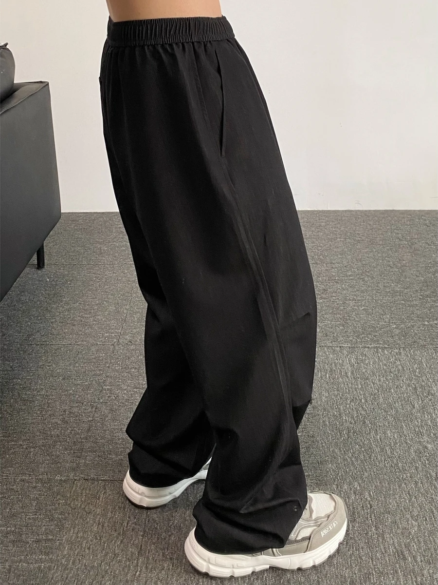 

Мужские летние легкие дышащие брюки из ледяного шелка в американском ретро-стиле, прямые, свободные, широкие, повседневные