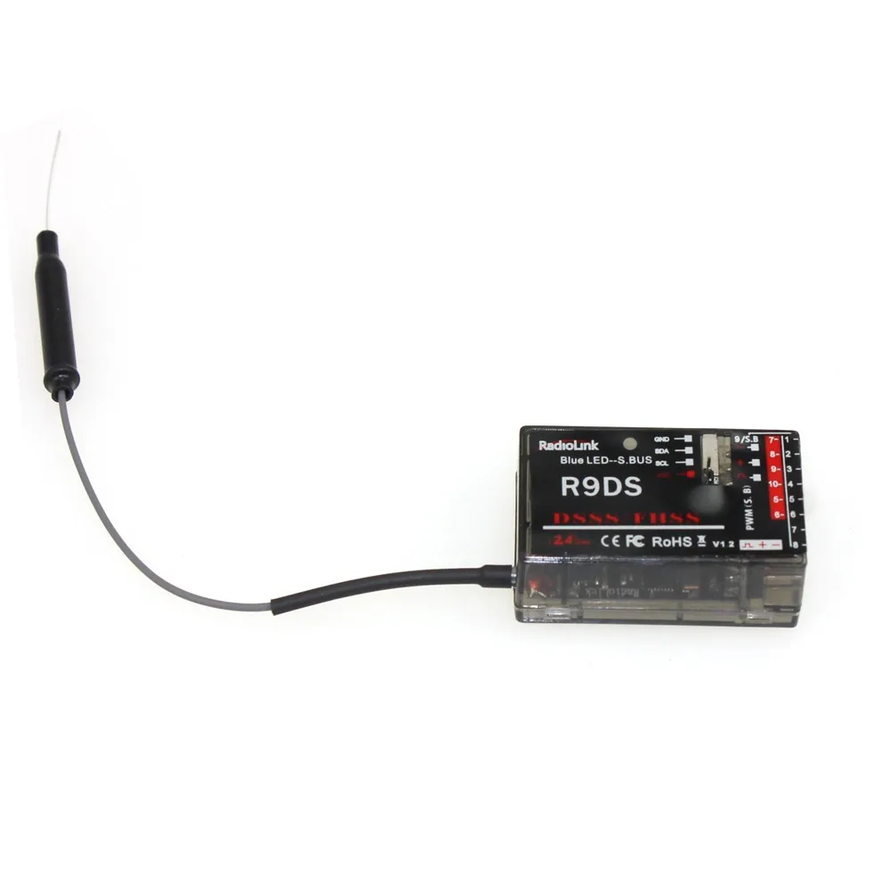 RadioLink R9DS 2.4G 9CH DSSS & FHSS Receiver for RadioLink AT9 AT10 Transmitter RC Multirotor Support For S-BUS PWM