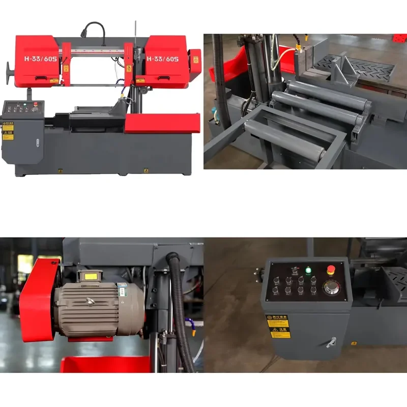 High Efficiency China-made Rotary Angle Miter Metal Cutting Band Saw with Automatic Feeder.