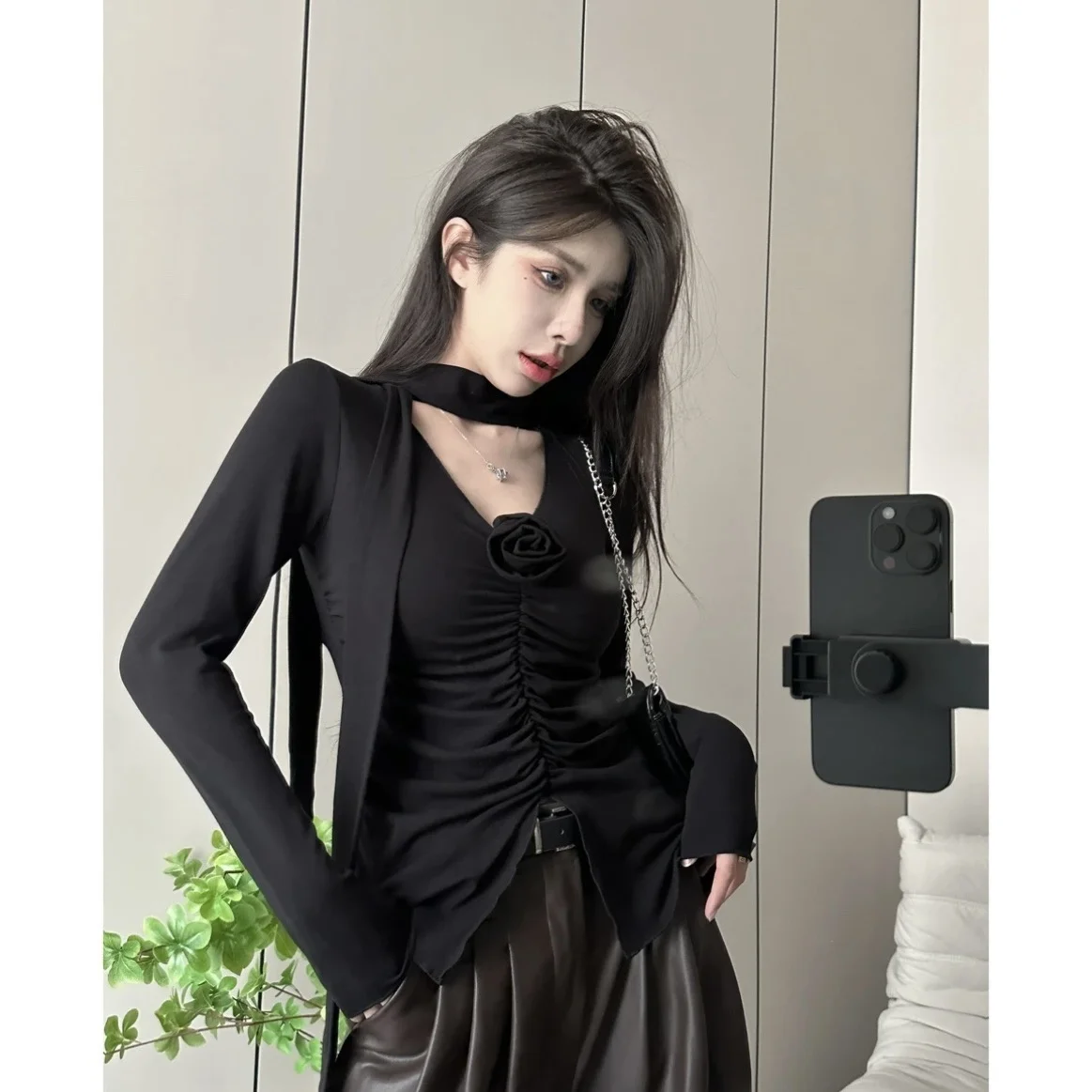 

Футболки с длинными рукавами, женские хлопковые топы с рюшами, свободная посадка, удобные летние, женские, романтические, молодежные, повседневные, милые, эстетические