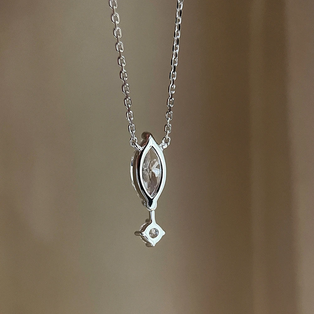 1.1carat Marquise/Round Cut Moissanite Pendant Necklace for Women Lab Diamond Necklaces 925 Sterling Silver Stacking Neck Chain