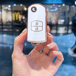 Fashion TPU Car Key Cover Case For Mazda 2 3 5 6 CX7 CX9 RX8 MX5 MPV Demio 2 3 Buttons Remote New Car Flip Key Case