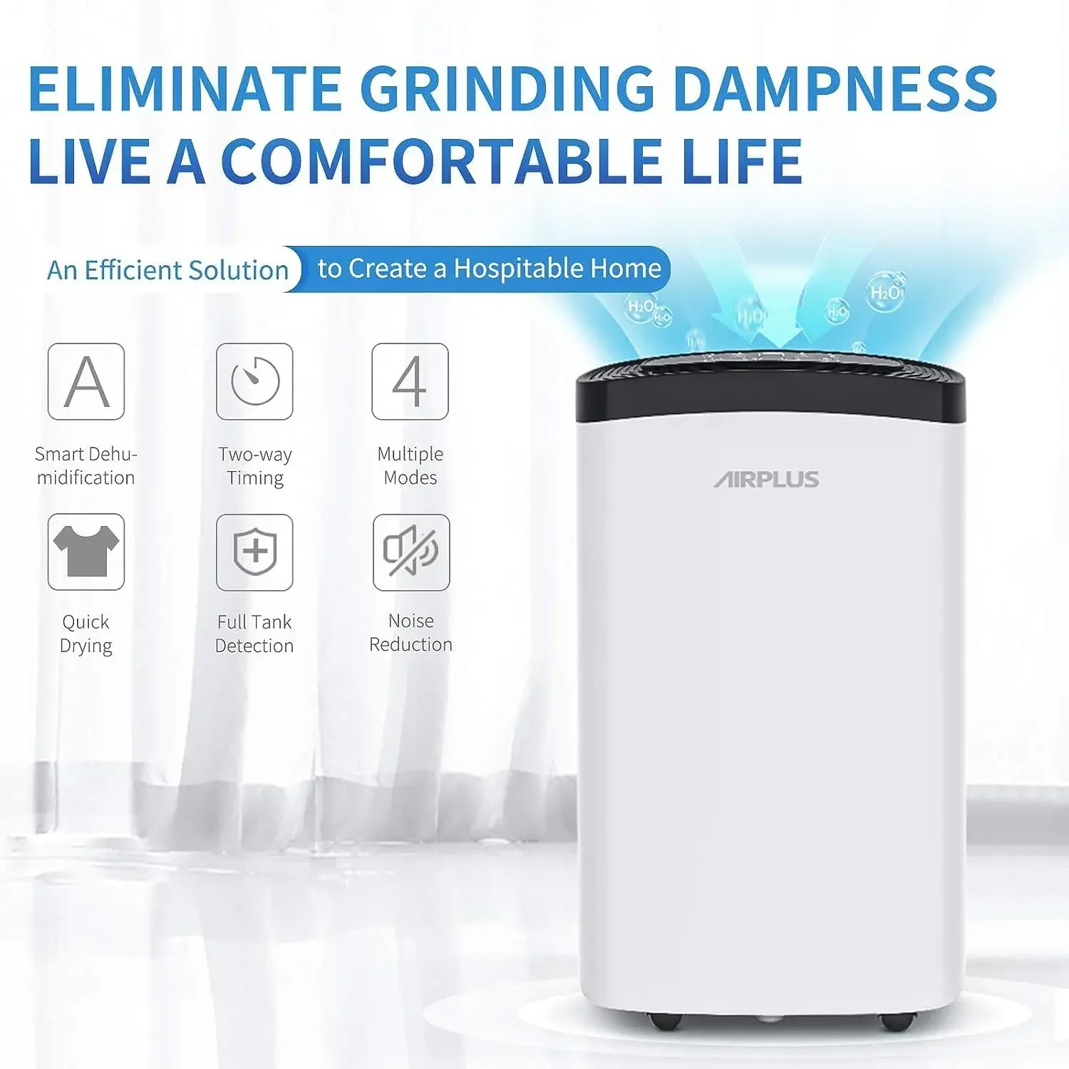 Dehumidifier for Basement, 1,500 Sq. Ft Powerful Dehumidifier for Home,Large Rooms, Bedrooms, Sufficient Capacity Water Tank wit