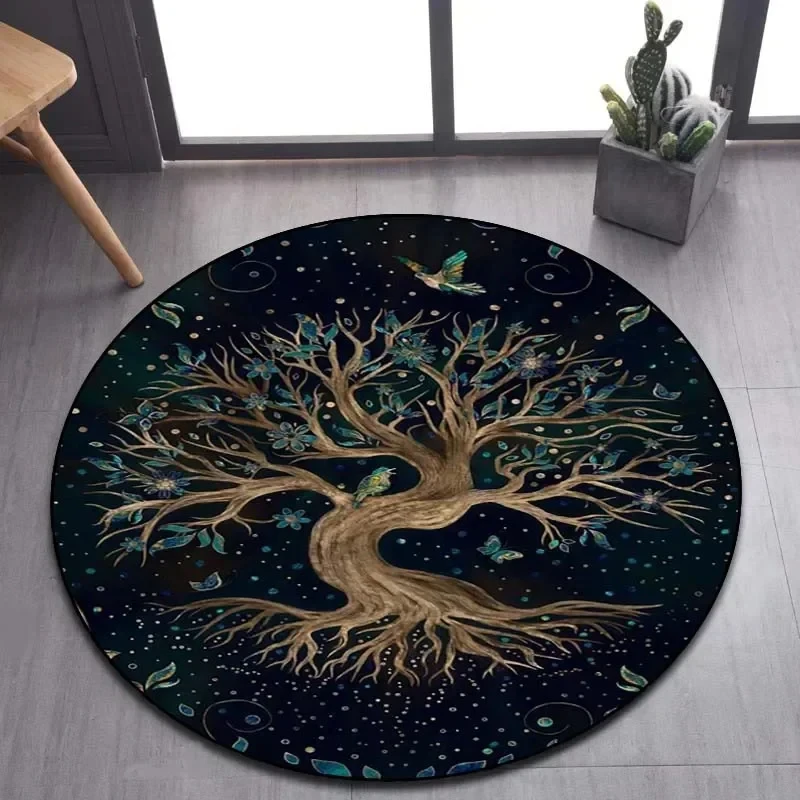 Viking Tree of Life Round Area Rug,Carpet Mat for Living Room Bedroom Sofa Playroom Decor,Non-slip Floor Round Area Rug