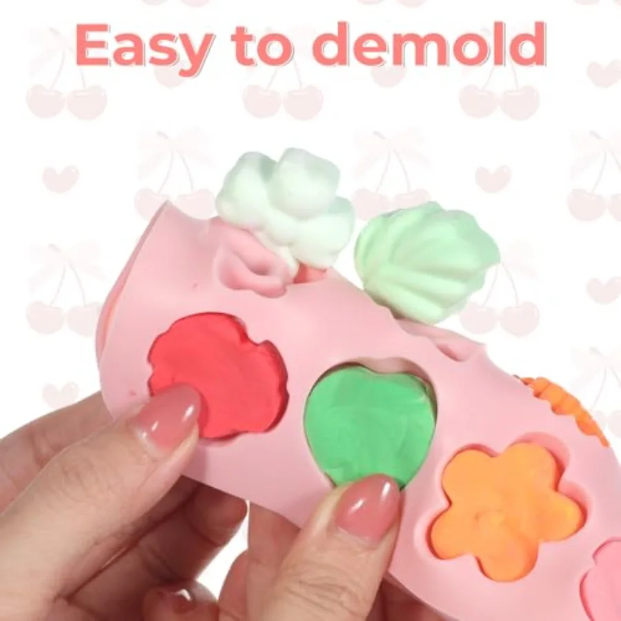 2PCS Flower Candy Molds, Silicone Flower Shape Chocolate Candy Molds Set Ice Cube Tray Pudding Mold Cookie Mold for Desserts Ma view 6