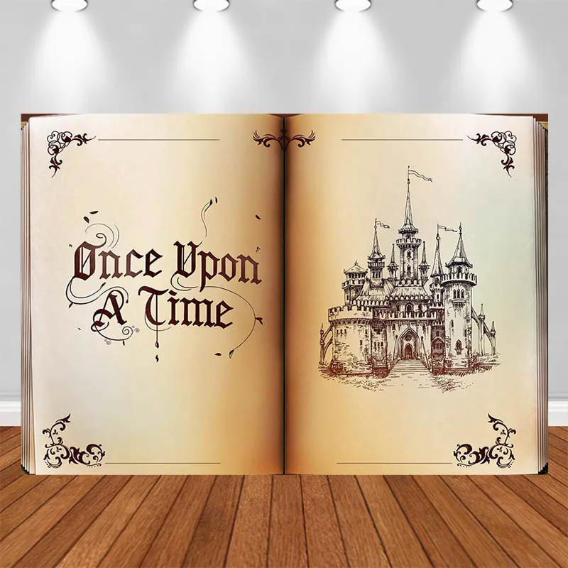 LS Photography Background Opened Old Book Calligraphy Decor Birthday Cakes Smash Baby Shower Kids Portrait Photo Backdrop Studio