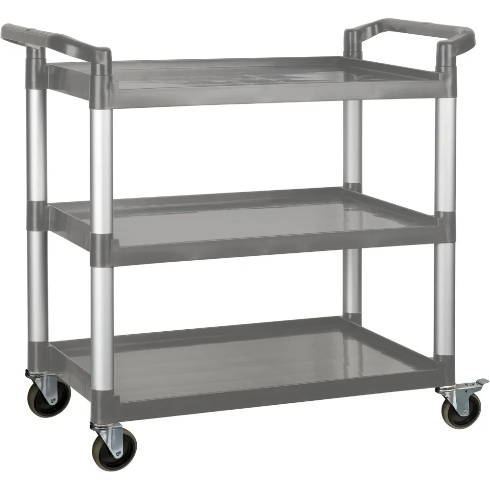 

Heavy-Duty Utility Cart, 3 Shelf, 400 Lb Capacity, Gray