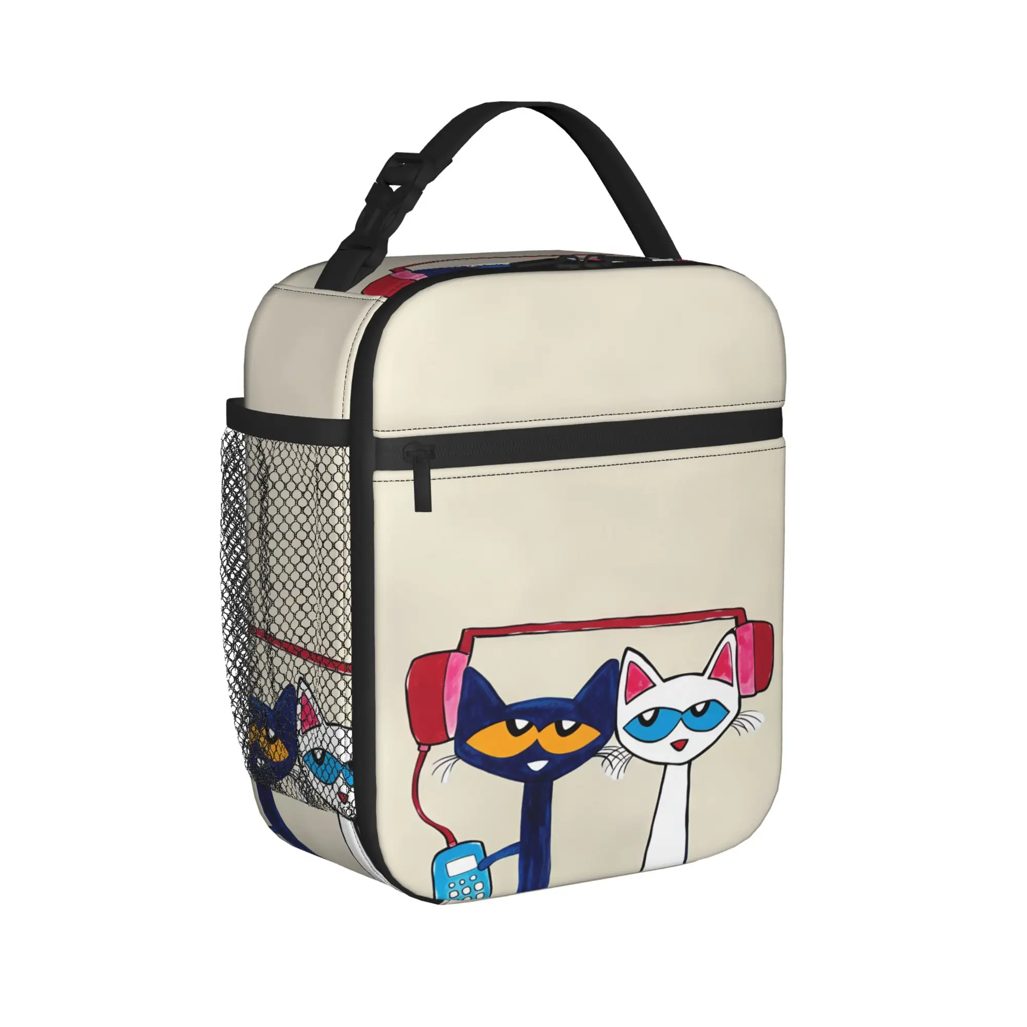 Pete The Cat Stars Comic Lunch Bag For Girls  Print Lunch Box Funny Travel Cooler Bag Portable Insulated Oxford Tote Food Bags