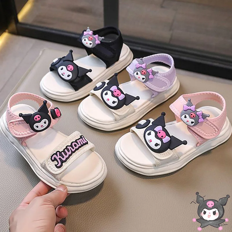 Nuovo Sanrio Kuromi Kids sandalo Cute Cartoon Summer Outdoor Kawaii Soft Sole Comfort antiscivolo bambini sandalo da spiaggia regali per ragazza