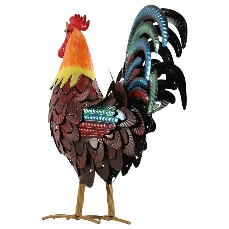 B17C Metal Rooster Decor Yard Chicken Decor Outdoor Garden Statues Chicken Sculpture For Backyard Decor & Lawn Ornaments