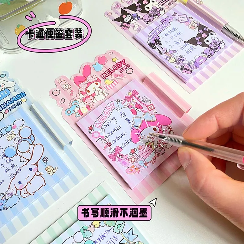 Imagem -04 - Sanrio Melody Kuromi Memo Pad Pochacco Cinnamoroll Sticky Notes Papelaria Notepad Planejador Post School Supply 24 Pcs por Lote