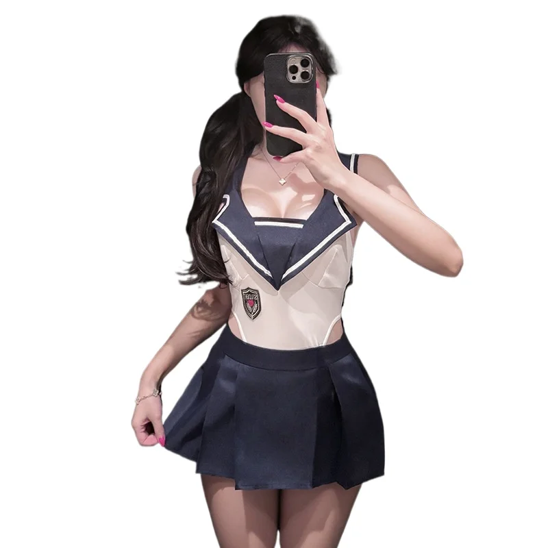 

Japanese Cute Bodysuit Sexy Lingerie Costumes Anime Cosplay Schoolgirl Uniform See Through Student Outfit Porno Bar Sexy Costume