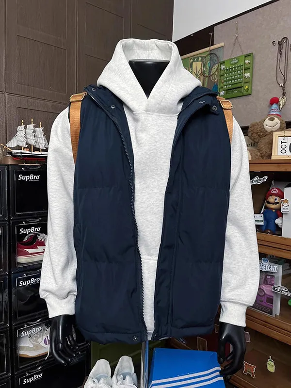 

High Quali Outdoor Men's ort Boxy Cotton Vest Jaet Thiened Warm Stand Collar Autumn Winter Heavy Du Polyester Fiber