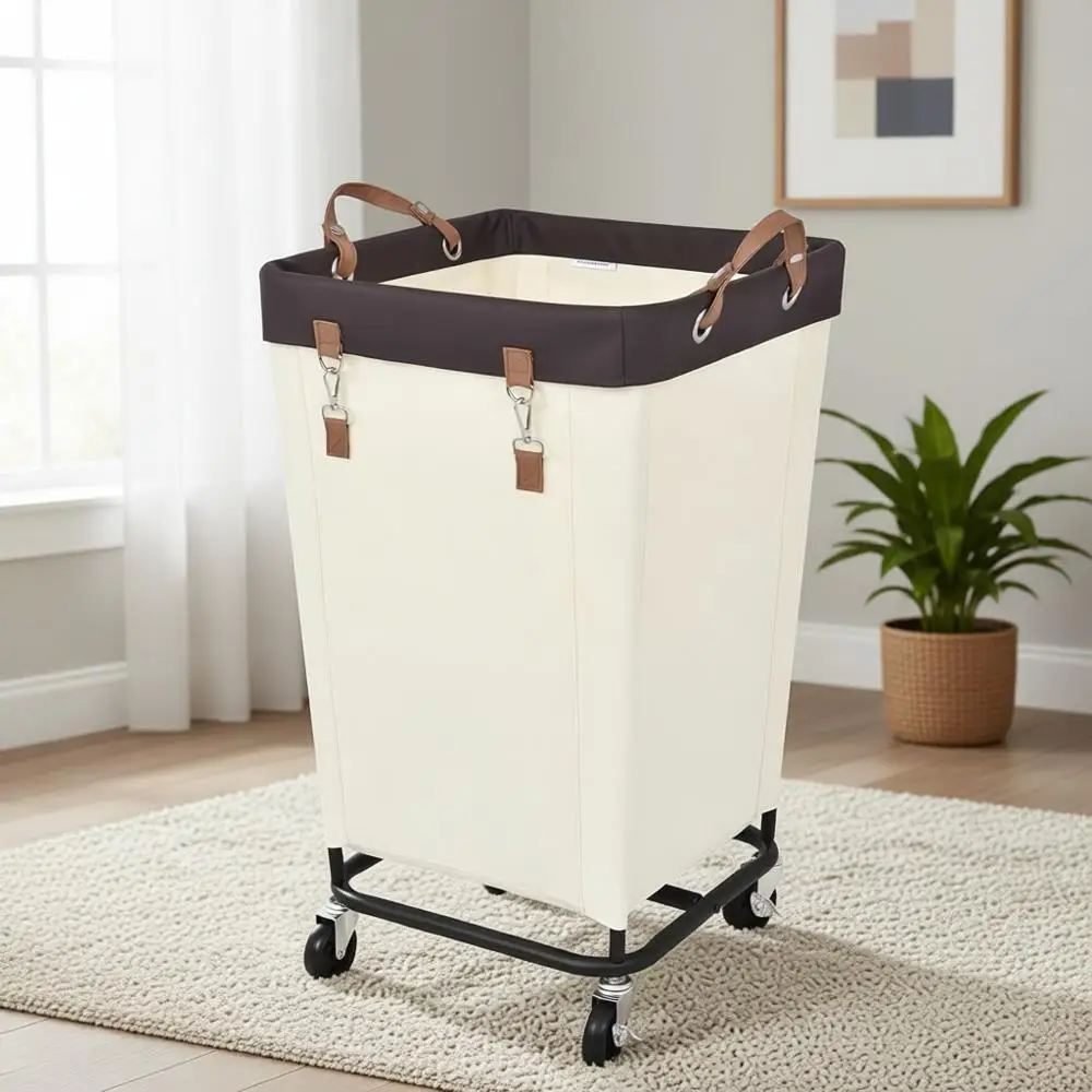 

Большая корзина для белья на колесах, вместимость 160 л, идеально подходит для дома, общежития и отеля, бежевая