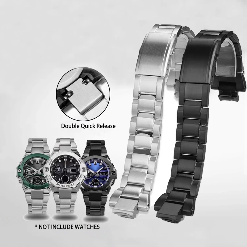 

For G-SHOCK GST-B400 Watch Bands Solid Stainless Steel Watch Strap Quick Release Wristband Modified Replace Metal Accessories