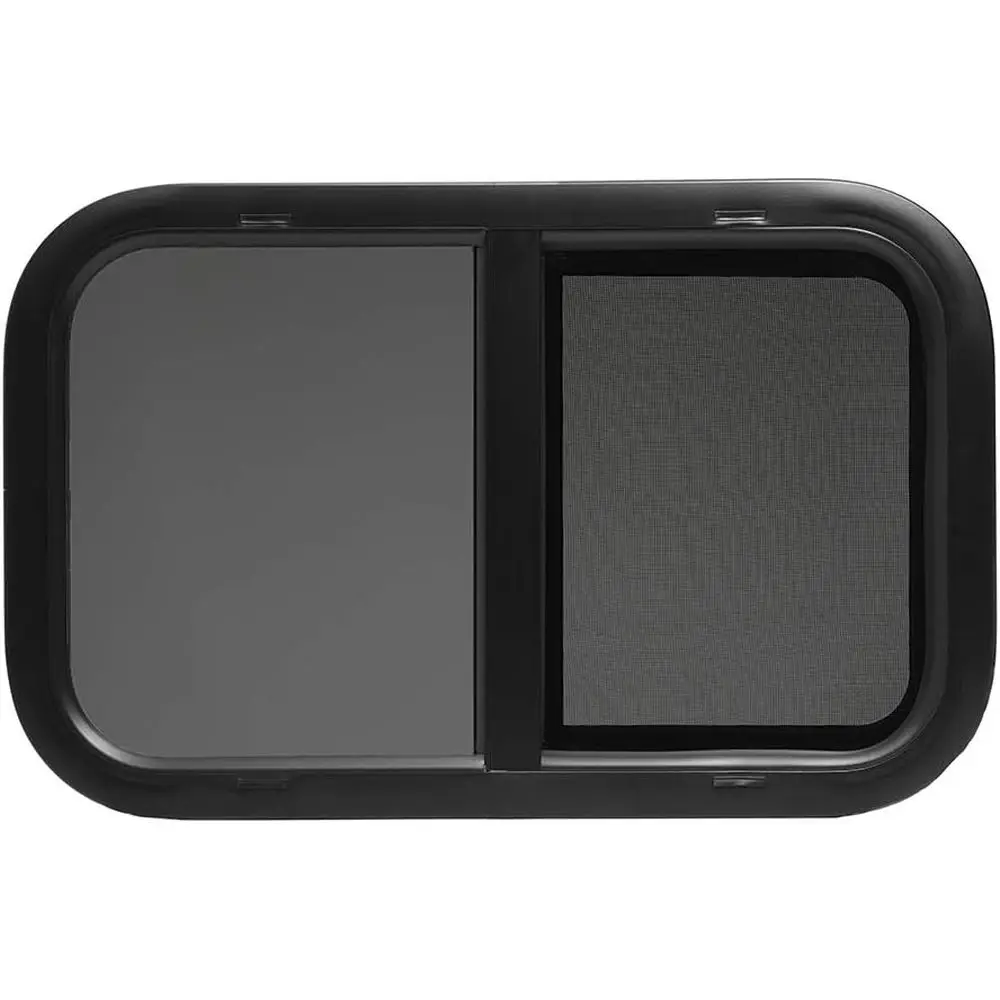 

Окно для автодома ToughGrade, горизонтальное раздвижное, черное, 24 x 20 x 1 1/2 дюйма, включает монтажное кольцо